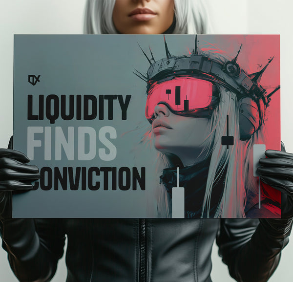 LIQUIDITY FINDS CONVICTION METALLIC ART PRINT 100/100