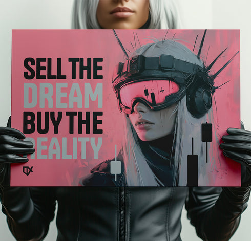 SELL THE DREAM BUY THE REALITY METALLIC ART PRINT 100/100
