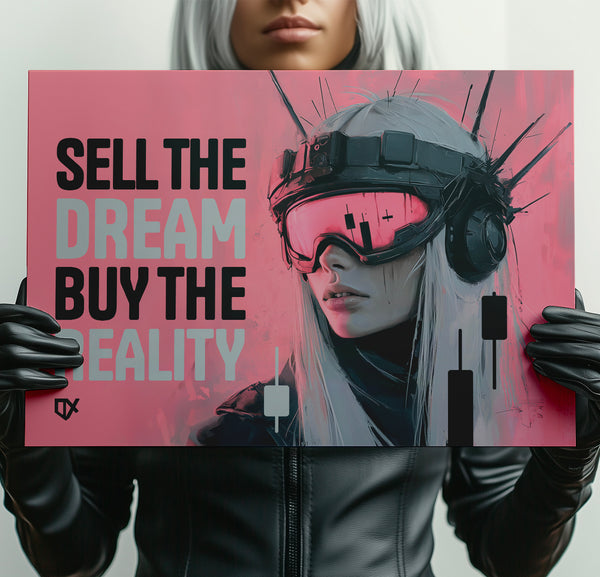 SELL THE DREAM BUY THE REALITY METALLIC ART PRINT 100/100