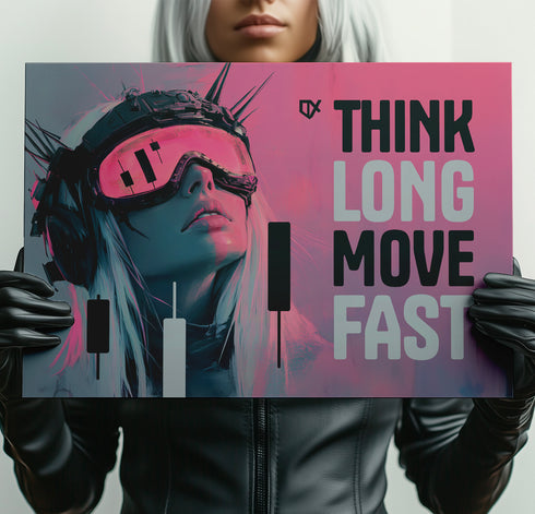 THINK LONG MOVE FAST METALLIC ART PRINT 100/100