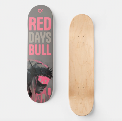RED DAYS = BULL SKATEBOARD WALL ART 100/100